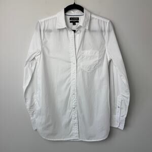 J. Crew Classic White 100% Cotton Crisp Poplin Shirt Size 4 Tall
